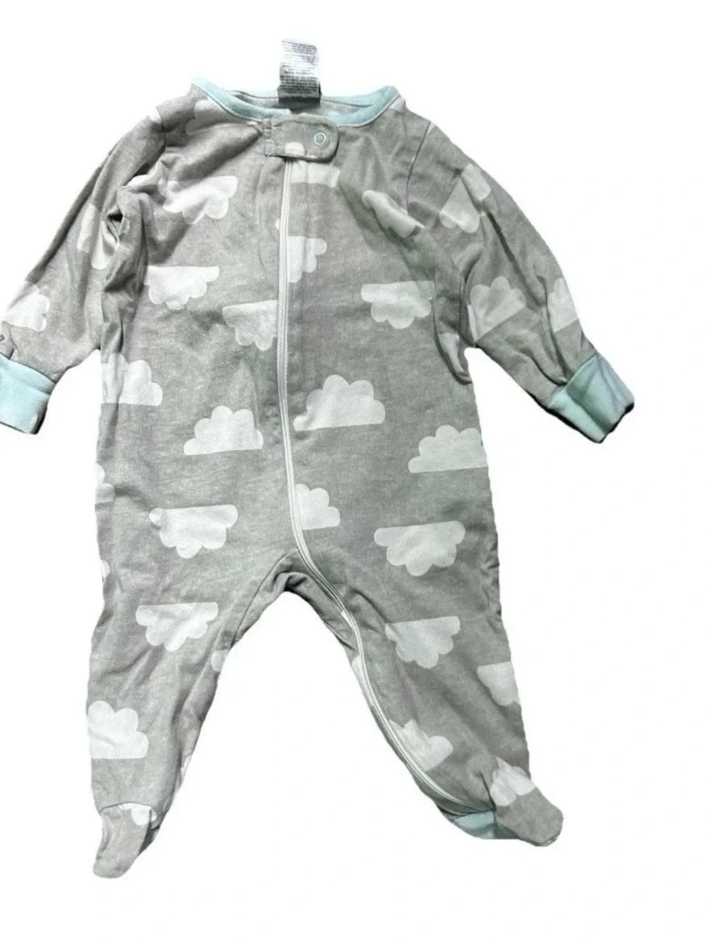 Baby Footie Pajamas Gown Pears Clouds Neutral Size 0-3 Months